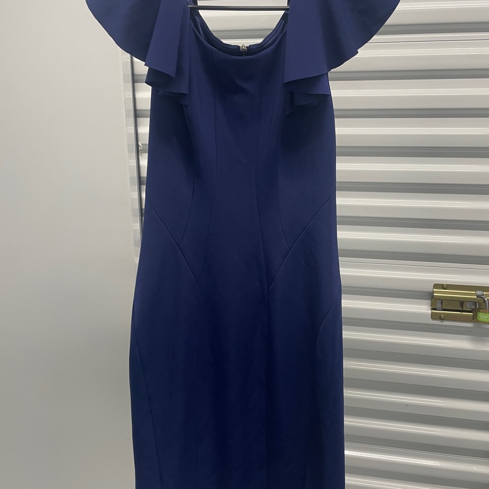 Vera Wang Fitted Dress in Deep Blue